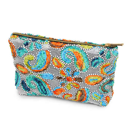 PAISLEY +FLOWER MESH POUCH