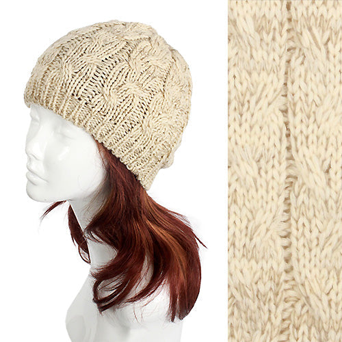 TWO TONE CABLE KNIT BEANIE
