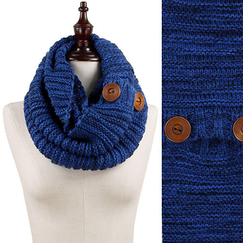2-TONE BUTTON KNIT INFINITY SCARF