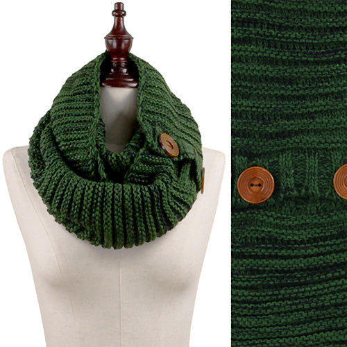 2-TONE BUTTON KNIT INFINITY SCARF