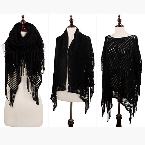 TEXTURED KNIT MULTI WAY PONCHO