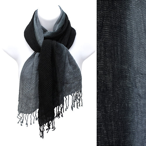 TWO TONE OMBRE PLEATED OBLONG SCARF