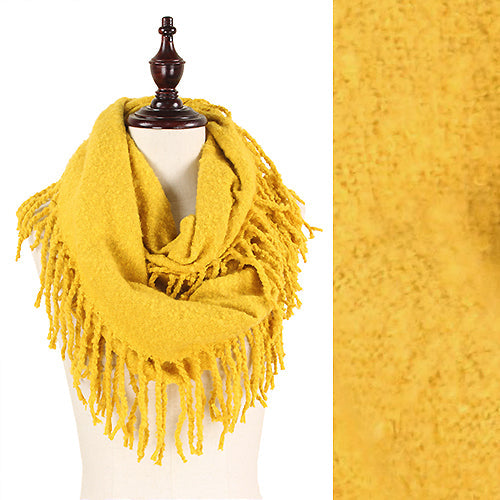 SOLID COLOR TASSEL INFINITY SCARF