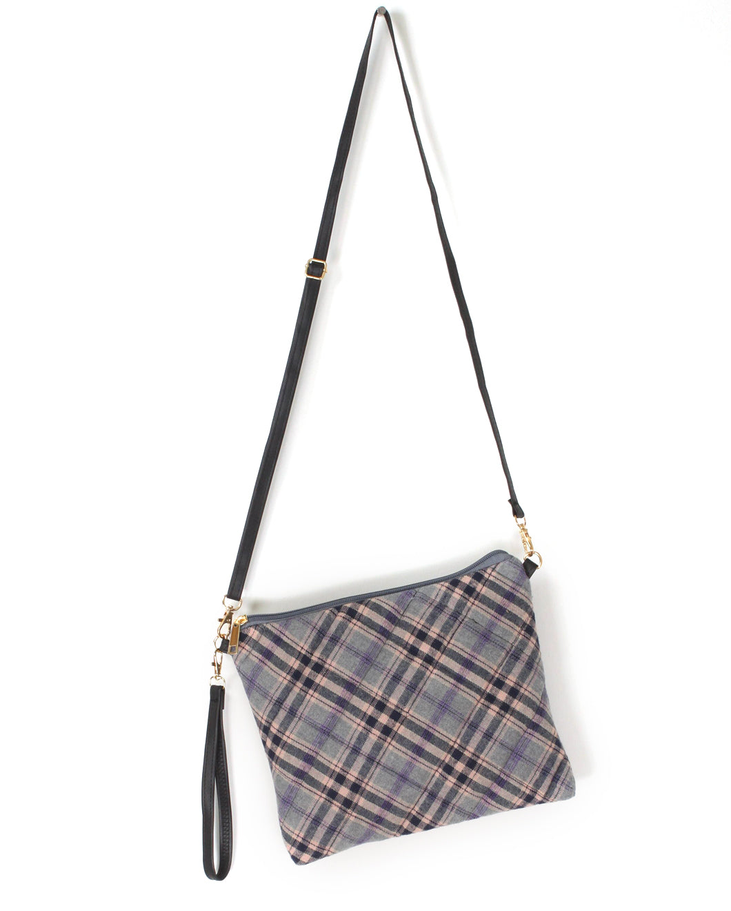 PLAID PUFFY QUILTED CROSSBODY/CLUTCH BAG