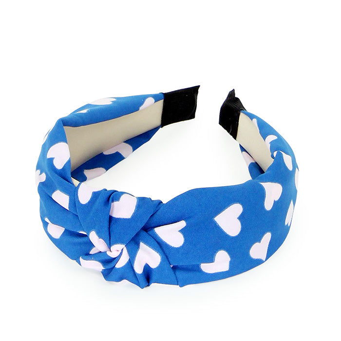 HEART PRINT KNOTTED HEADBAND