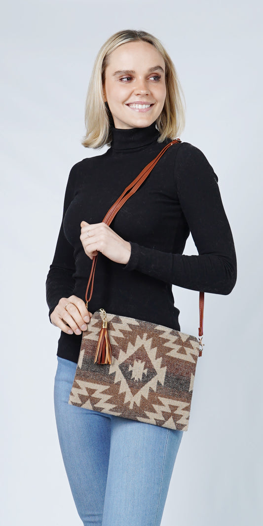 WESTERN PRINT CROSSBODY/CLUTCH BAG