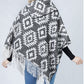 WESTERN PATTERN PONCHO W/TASSEL