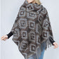 WESTERN PATTERN PONCHO W/TASSEL