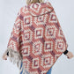 WESTERN PATTERN PONCHO W/TASSEL