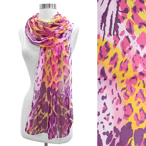 ABSTRACT ANIMAL PRINT CHIFFON OBLONG SCARF