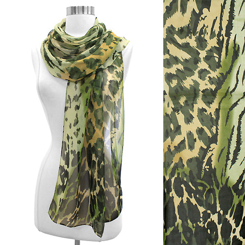 ABSTRACT ANIMAL PRINT CHIFFON OBLONG SCARF