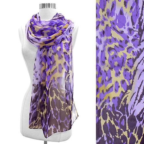 ABSTRACT ANIMAL PRINT CHIFFON OBLONG SCARF