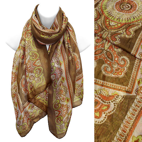 PAISLEY PRINT LUREX CHIFFON OBLONG SCARF