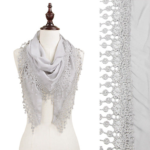 LACE TRIM COTTON TRIANGLE SCARF