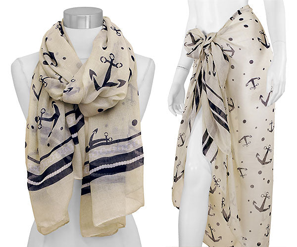 ANCHOR DESIGN OBLONG SCARF/PAREO