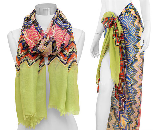 CHEVRON MULTI COLOR OBLONG SCARF/PAREO