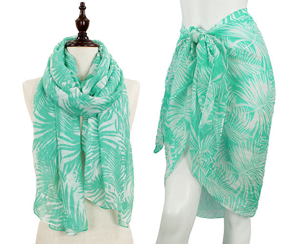 PALM TREE LEAVES OBLONG SCARF/PAREO