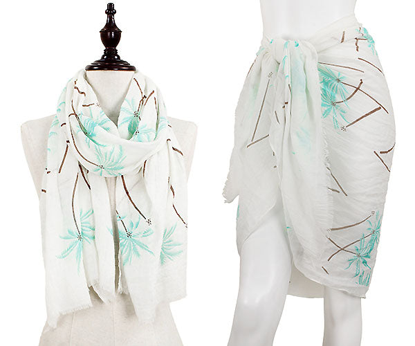 PALM TREE OBLONG SCARF/PAREO