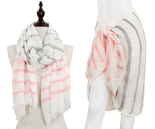 STRIPE PATTERN OBLONG SCARF/PAREO