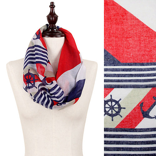 ANCHOR & SHIP WHEEL STRIPE INFINITY SCARF