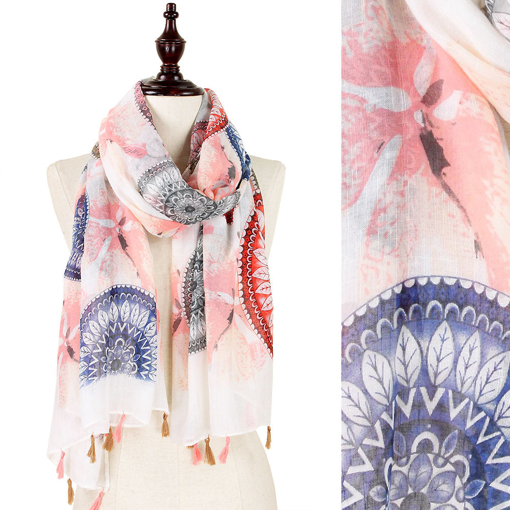 DECORATIVE ROUND PRINT OBLONG SCARF