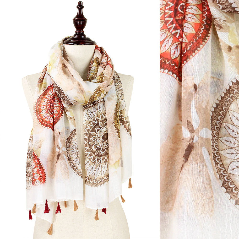 DECORATIVE ROUND PRINT OBLONG SCARF