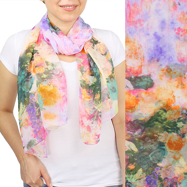 ABSTRACT PAINTING CHIFFON OBLONG SCARF