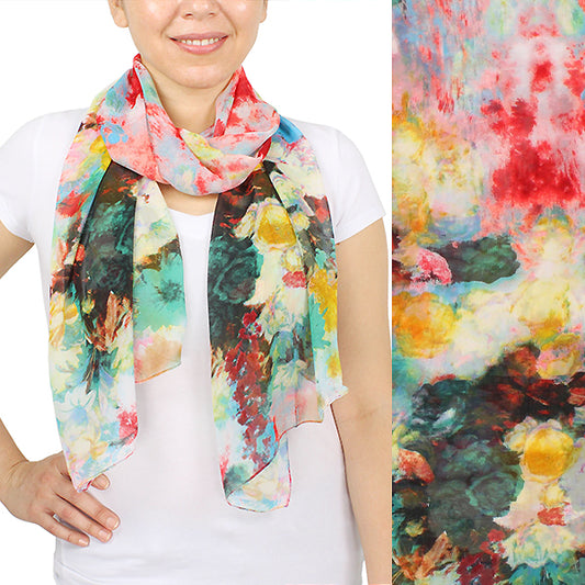 ABSTRACT PAINTING CHIFFON OBLONG SCARF