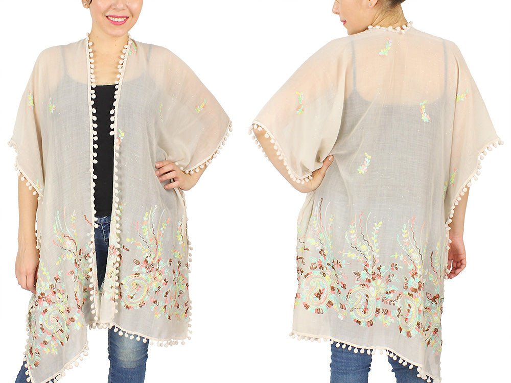 GLITTER FLOWER EMBROIDERY KIMONO/VEST