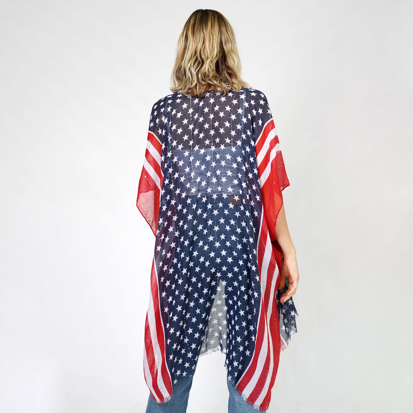 AMERICAN FLAG SEQUINS KIMONO/VEST