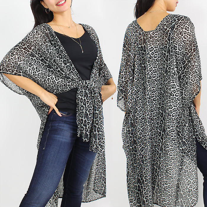 ANIMAL PRINT CHIFFON KIMONO/VEST