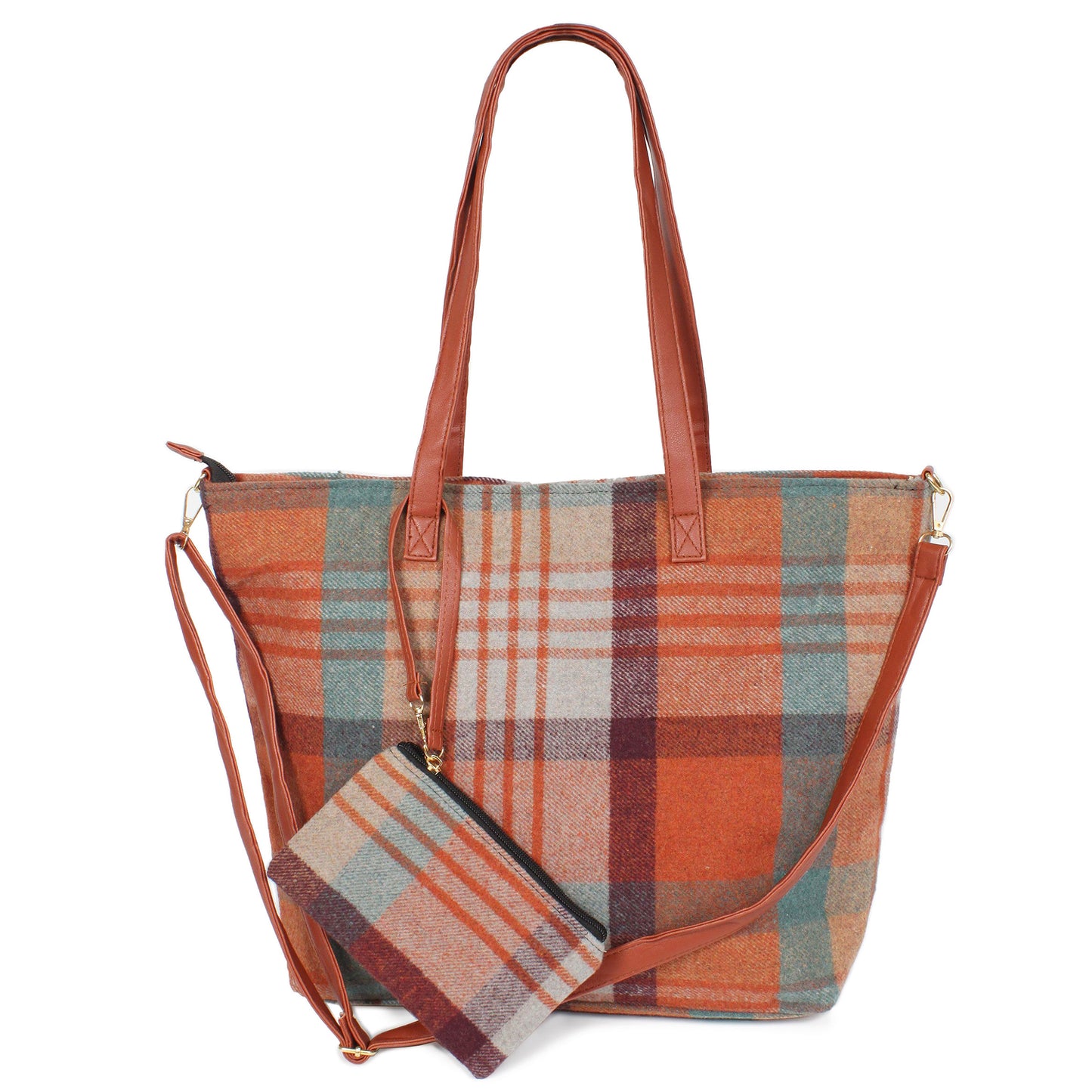 PLAID WEEKEND TOTE BAG + POUCH