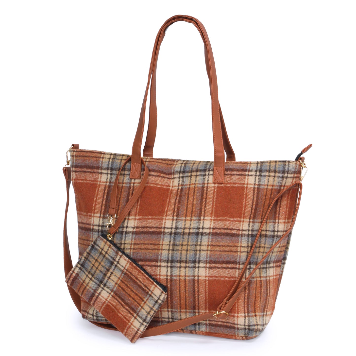 PLAID WEEKEND TOTE BAG + POUCH