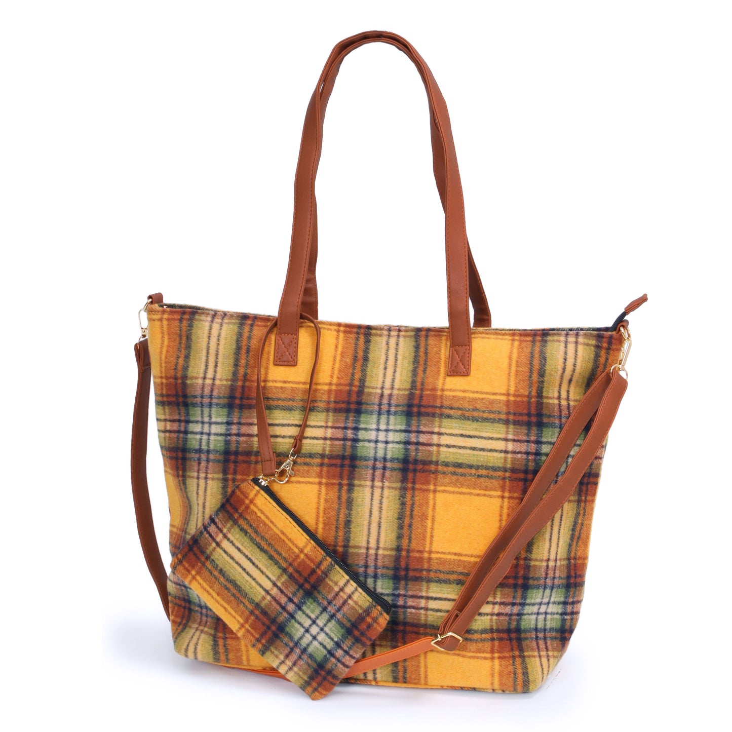 PLAID WEEKEND TOTE BAG + POUCH