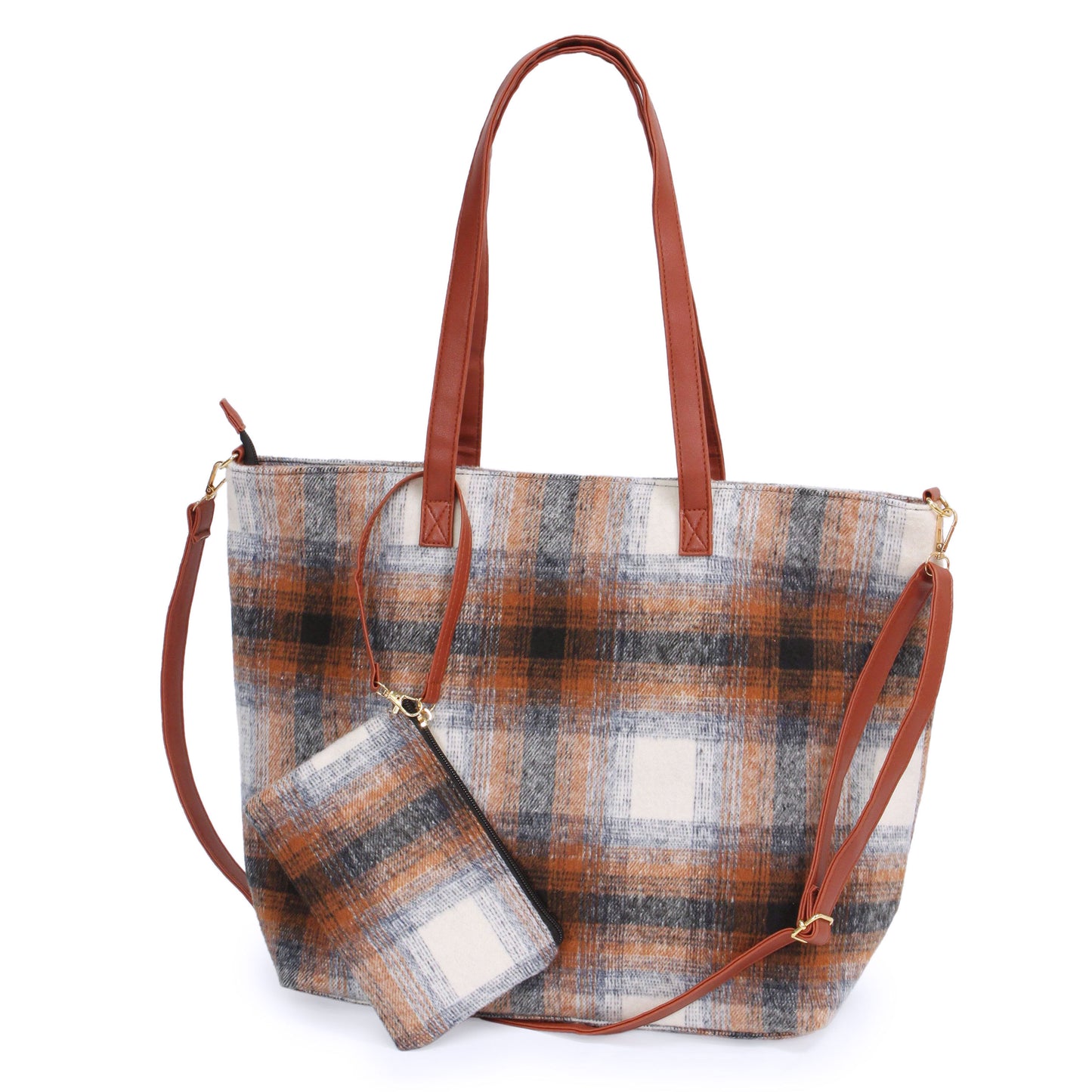 PLAID WEEKEND TOTE BAG + POUCH