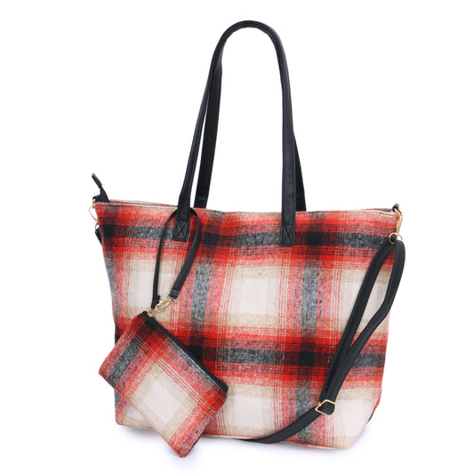 PLAID WEEKEND TOTE BAG + POUCH