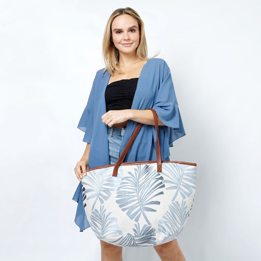 PALM LEAVES PRINT TOTE BAG