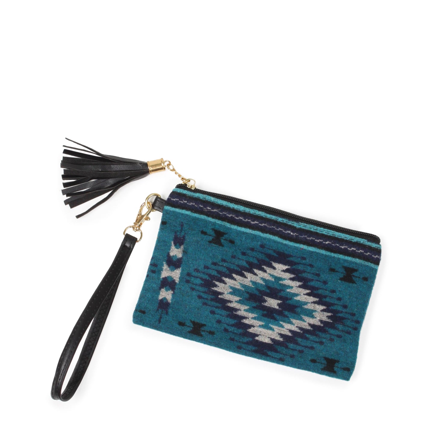 AZTEC PRINT POUCH BAG WITH WRISTLET