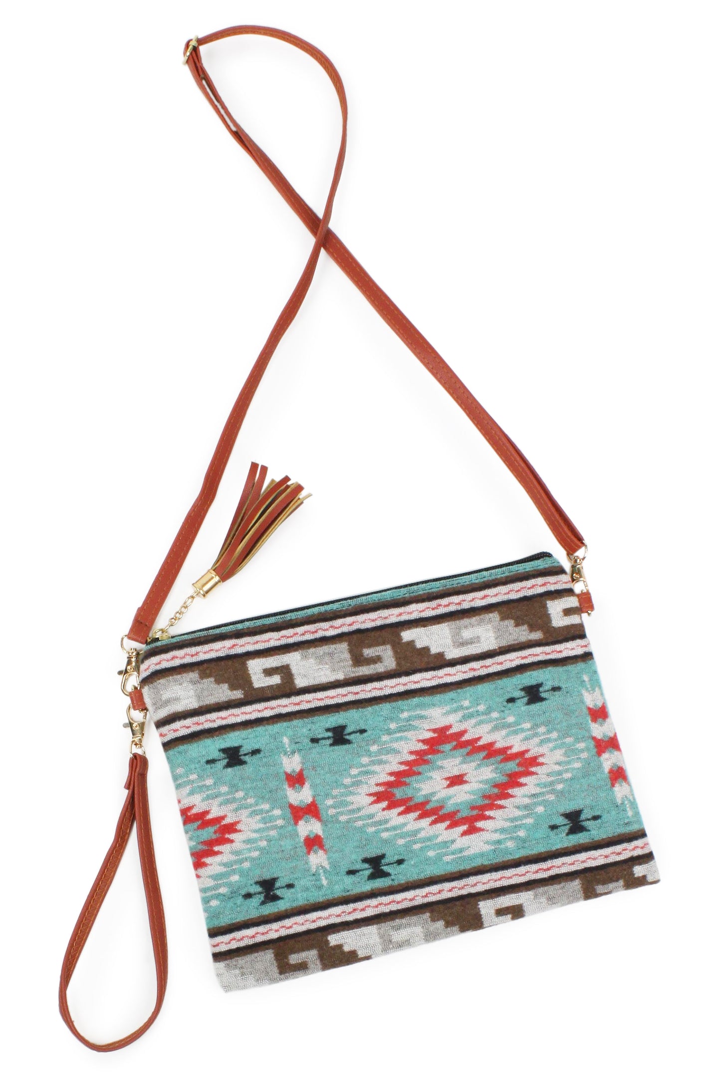 AZTEC PRINT CROSSBODY/CLUTCH BAG