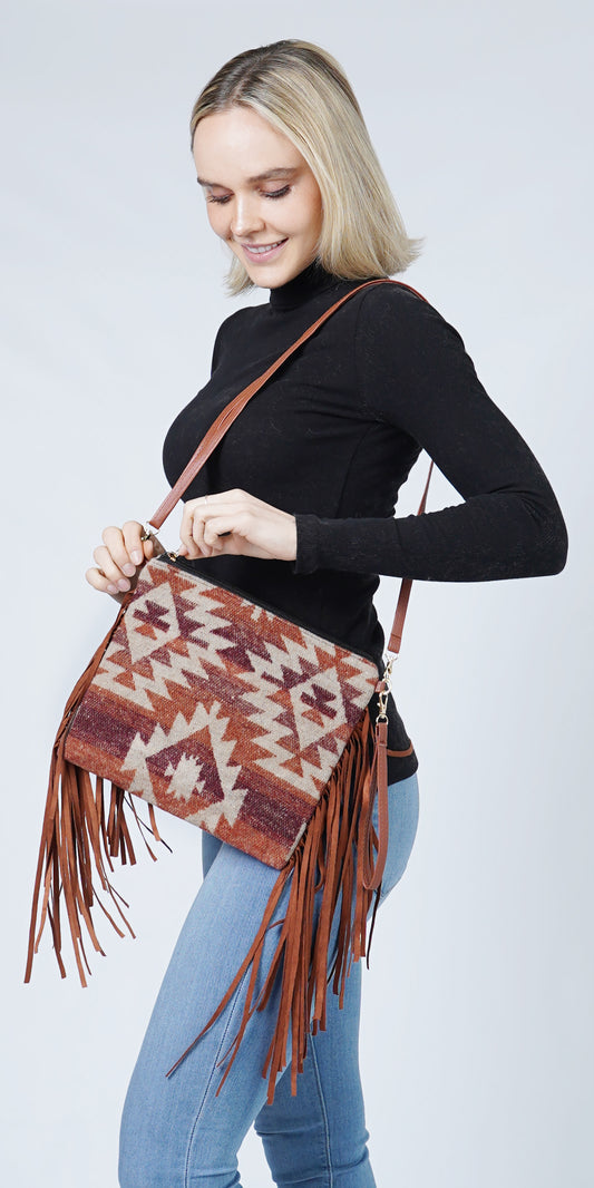 WESTERN+FRINGE CROSSBODY BAG/CLUTCH