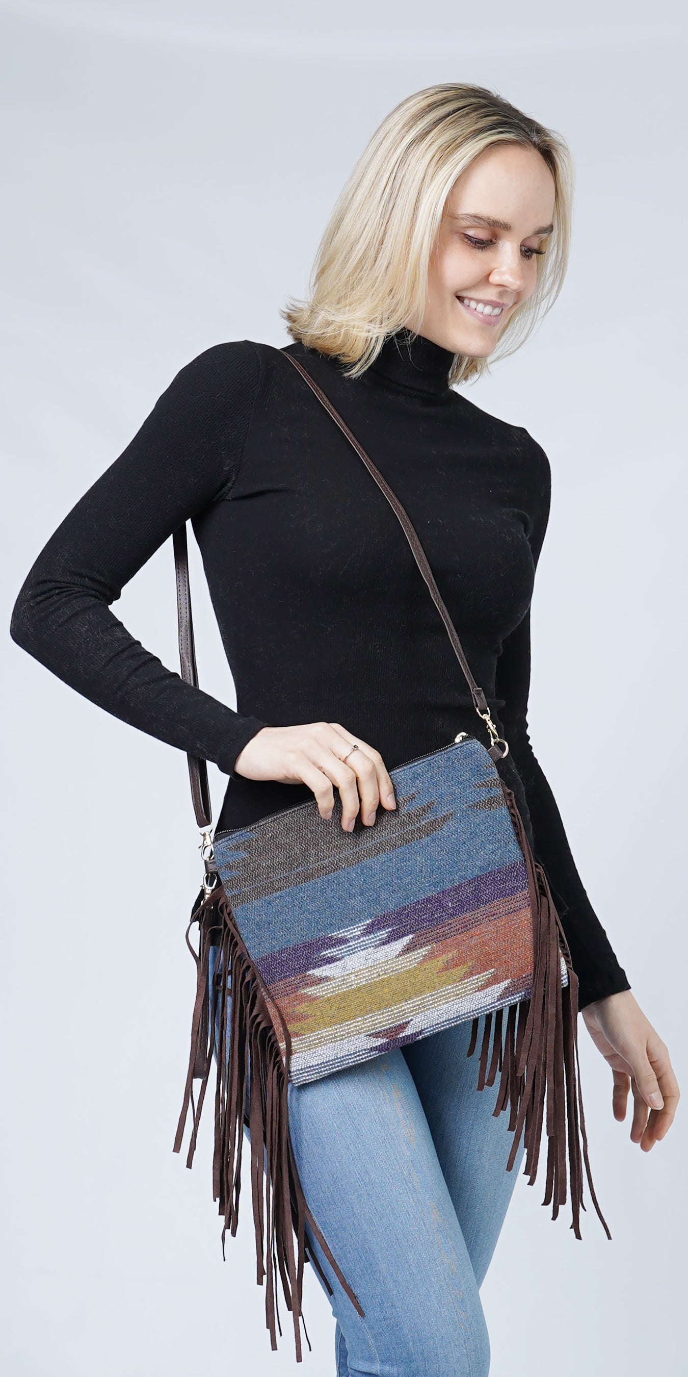 WESTERN+FRINGE CROSSBODY BAG/CLUTCH