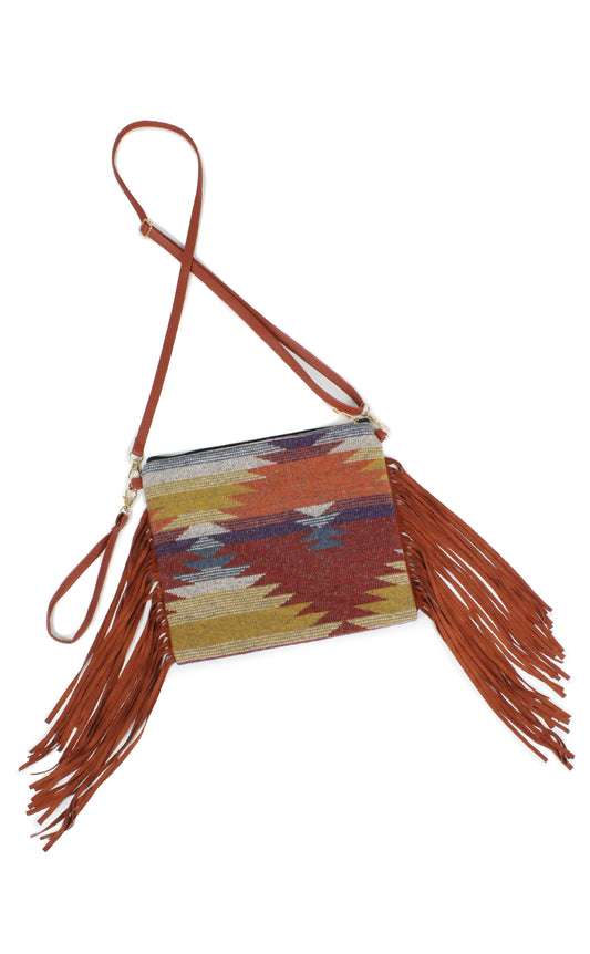 WESTERN+FRINGE CROSSBODY BAG/CLUTCH