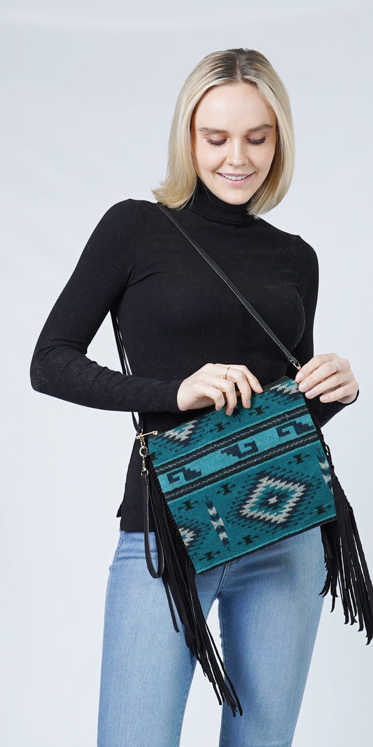 WESTERN+FRINGE CROSSBODY BAG/CLUTCH