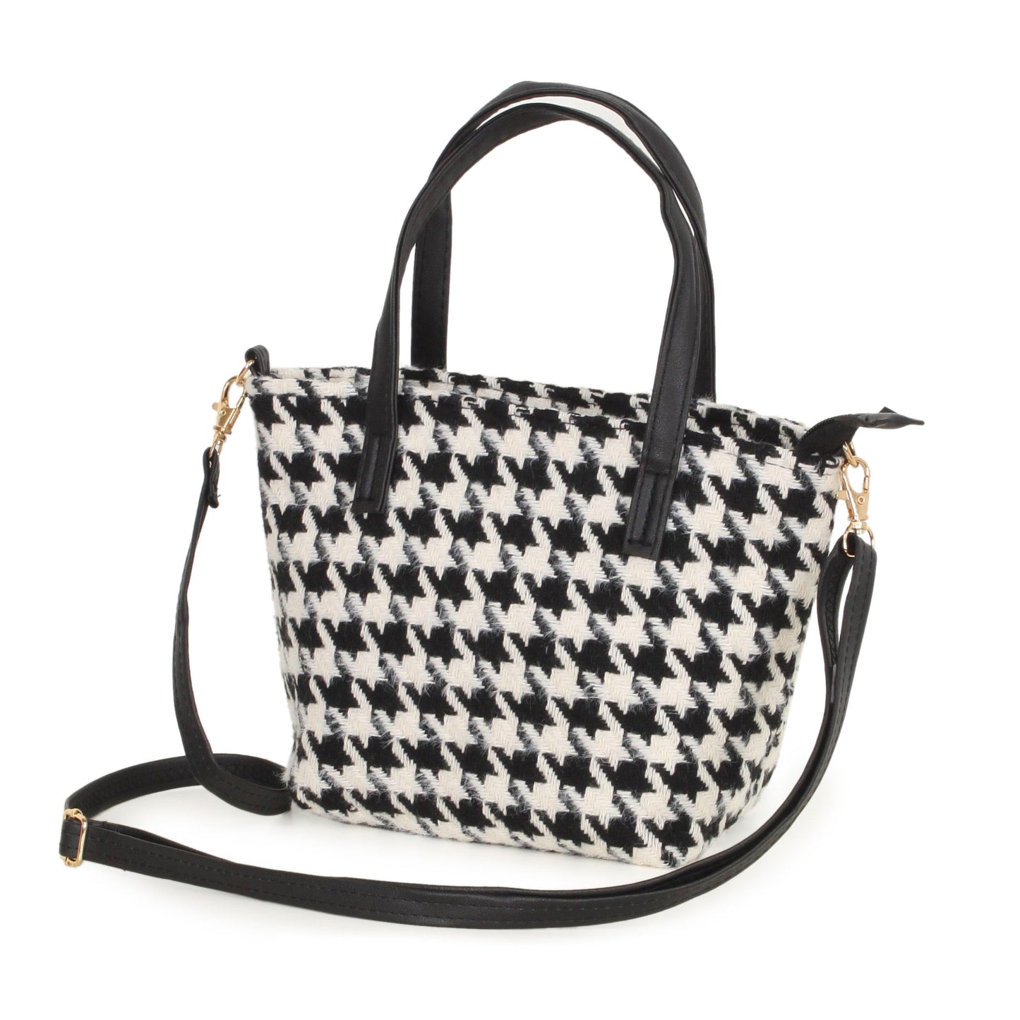 HOUNDSTOOTH PRINT CROSSBODY BAG