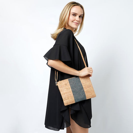 COLOR BLOCK CORK CROSSBODY BAG