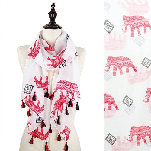 TRIBAL PATTERN ELEPHANT OBLONG SCARF