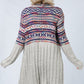 ETHNIC PATTERN KNIT CARDIGAN W/FRINGE