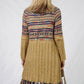 ETHNIC PATTERN KNIT CARDIGAN W/FRINGE