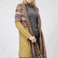 ETHNIC PATTERN KNIT CARDIGAN W/FRINGE