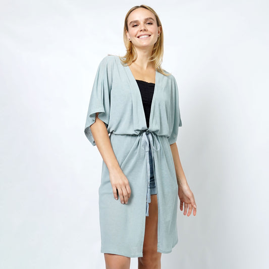 DRAWSTRING JERSEY KIMONO/CARDIGAN